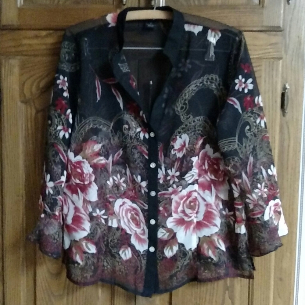 Sheer Floral Blouse